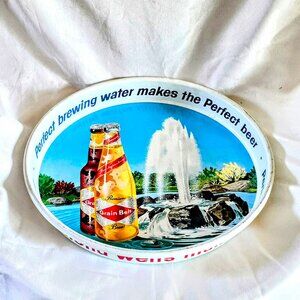 Vintage Diamond Wells Aluminum Tray, Grain Belt Beer Serving Tray